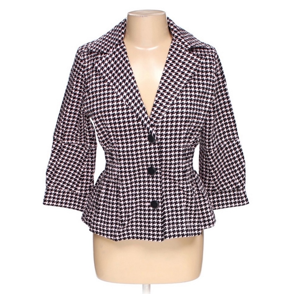 Joan Rivers Houndstooth Lightweight Jacket Pink Black M